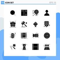 Pack of 16 Modern Solid Glyphs Signs and Symbols for Web Print Media such as tools saw online money business Editable Vector Design Elements