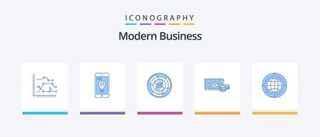 paquete de iconos de 5 azul empresarial moderno que incluye dólar. lógica. puntero. laberinto. desafío. diseño de iconos creativos vector