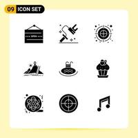 Universal Icon Symbols Group of 9 Modern Solid Glyphs of career development tool personal dartboard Editable Vector Design Elements