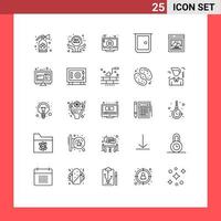conjunto de 25 iconos de interfaz de usuario modernos signos de símbolos para imagen personalizada puerta de casa cerrar puerta de casa elementos de diseño vectorial editables vector
