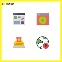 User Interface Pack of 4 Basic Flat Icons of browser application web design construction Editable Vector Design Elements