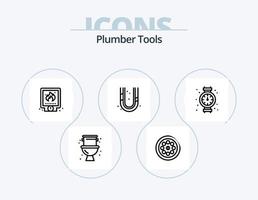 Plumber Line Icon Pack 5 Icon Design. pipes. temperature. gauge. plumbing. pipe vector