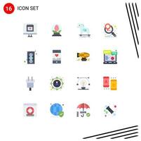 Set of 16 Modern UI Icons Symbols Signs for graphic card marketing strategy cybercrime marketing planning virus Editable Pack of Creative Vector Design Elements