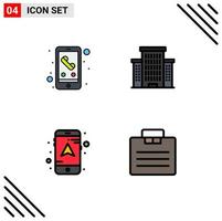 Universal Icon Symbols Group of 4 Modern Filledline Flat Colors of call navigation smart phone office business Editable Vector Design Elements