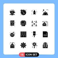 Set of 16 Modern UI Icons Symbols Signs for notepad education arrow sun landscape Editable Vector Design Elements