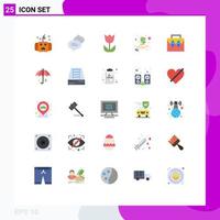 Mobile Interface Flat Color Set of 25 Pictograms of construction bag camera hand business startup Editable Vector Design Elements