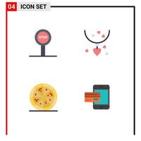 4 Thematic Vector Flat Icons and Editable Symbols of board payment necklets mother banking Editable Vector Design Elements