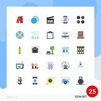 25 Universal Flat Color Signs Symbols of clothes search cut mobile binary Editable Vector Design Elements