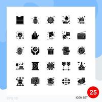 25 Universal Solid Glyphs Set for Web and Mobile Applications trolley love global network cart eco Editable Vector Design Elements