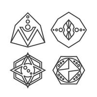 Set of geometric elements, impossible shapes, isolated on white, line design, vector illustration