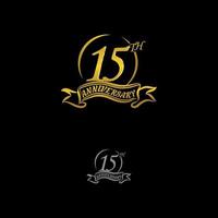 Anniversary vector unusual label. fifteen year symbol. Birthday abstract logo. 15th jubilee