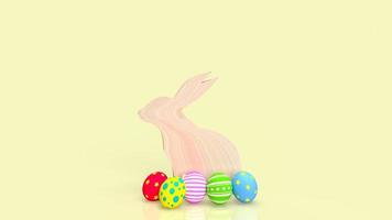 The wood rabbit and Easter egg for holiday concept 3d rendering photo