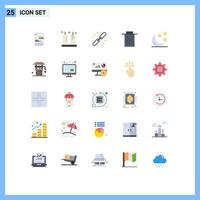 Set of 25 Modern UI Icons Symbols Signs for crescent trash link interface web Editable Vector Design Elements