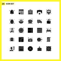 Solid Glyph Pack of 25 Universal Symbols of flowers help architecture email communication Editable Vector Design Elements