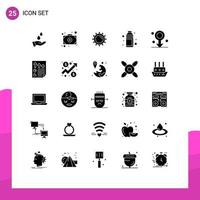 paquete de iconos de vectores de stock de 25 signos y símbolos de línea para elementos de diseño de vectores editables de playa de vidrio de brillo de verano de biología