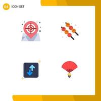 Flat Icon Pack of 4 Universal Symbols of map down web summer up Editable Vector Design Elements