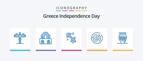 paquete de iconos azul 5 del día de la independencia de grecia que incluye un frasco antiguo. laberinto. astrología. laberinto. círculo. diseño de iconos creativos vector