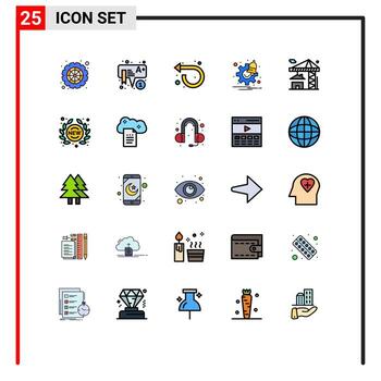 Filled line Flat Color Pack of 25 Universal Symbols of real time arrow settings notification Editable Vector Design Elements
