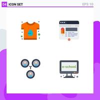 4 Universal Flat Icons Set for Web and Mobile Applications brand pencil print layout friends Editable Vector Design Elements