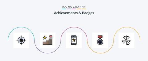 Achievements and Badges Line Filled Flat 5 Icon Pack Including stars. achievement. award. position. badges vector