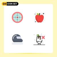 Group of 4 Modern Flat Icons Set for stages helmet operation autumn safety Editable Vector Design Elements