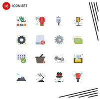 Modern Set of 16 Flat Colors and symbols such as gear pin parking map city Editable Pack of Creative Vector Design Elements