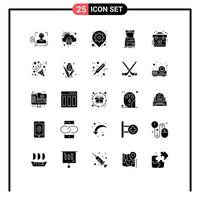 Set of 25 Commercial Solid Glyphs pack for machine console secure arcade pin Editable Vector Design Elements