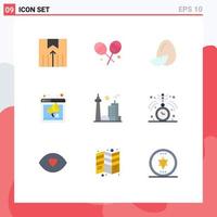 Modern Set of 9 Flat Colors Pictograph of canada webpage easter speaker internet Editable Vector Design Elements