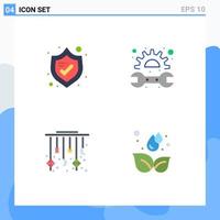 User Interface Pack of 4 Basic Flat Icons of protection star gear spanner decoration Editable Vector Design Elements