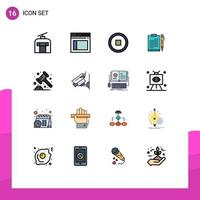 Modern Set of 16 Flat Color Filled Lines Pictograph of sheet page interface file business Editable Creative Vector Design Elements