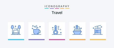 paquete de iconos de viaje azul 5 que incluye regular. viajar. tiempo. barco. temperatura. diseño de iconos creativos vector