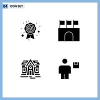 Set of 4 Modern UI Icons Symbols Signs for best quality house arena sports avatar Editable Vector Design Elements