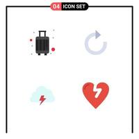 4 Creative Icons Modern Signs and Symbols of baggage cloud suitcase restore spring Editable Vector Design Elements