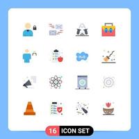 16 Flat Color concept for Websites Mobile and Apps avatar material hand construction bag Editable Pack of Creative Vector Design Elements