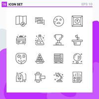 16 Universal Outlines Set for Web and Mobile Applications credit atm speech upload box Editable Vector Design Elements