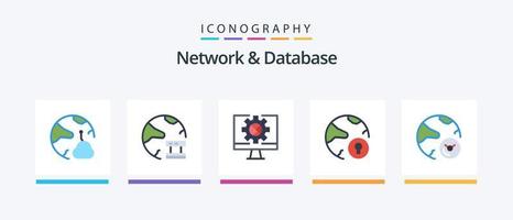 Network And Database Flat 5 Icon Pack Including online. global. network. online. Creative Icons Design vector