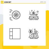 User Interface Pack of 4 Basic Filledline Flat Colors of motion banking book money economy Editable Vector Design Elements