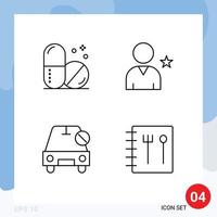 Line Pack of 4 Universal Symbols of healthcare no favorite user slash Editable Vector Design Elements