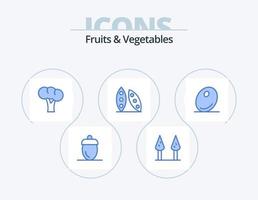 Fruits and Vegetables Blue Icon Pack 5 Icon Design. olive. organic. gastronomy. food health. cooking vector