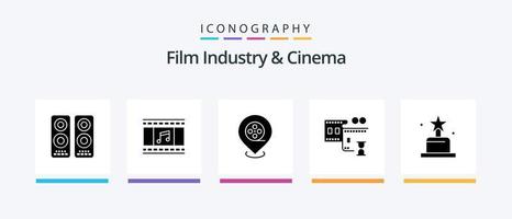 paquete de iconos cenima glyph 5 que incluye . cine. cine. otorgar. punta de película diseño de iconos creativos vector