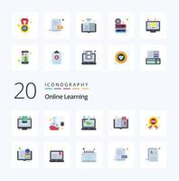 20 OnFlat Color Learning Flat Color icon Pack like free study lab test online book vector