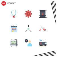 Flat Color Pack of 9 Universal Symbols of dope connection container marketing bookmark Editable Vector Design Elements