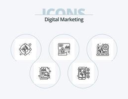 paquete de iconos de línea de marketing digital 5 diseño de iconos. solución. idea. ideas bulbo. marketing vector