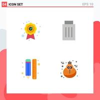 Set of 4 Vector Flat Icons on Grid for best quality line delete user design Editable Vector Design Elements