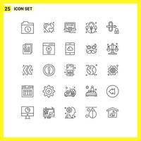 Modern Set of 25 Lines and symbols such as contact profile design security gateway Editable Vector Design Elements