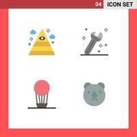 Pack of 4 Modern Flat Icons Signs and Symbols for Web Print Media such as eye hot triangle wrench head Editable Vector Design Elements