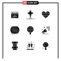 Pictogram Set of 9 Simple Solid Glyphs of match concept movies business favorite Editable Vector Design Elements