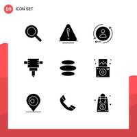 Solid Glyph Pack of 9 Universal Symbols of travel camera marketing crypto currency coin Editable Vector Design Elements