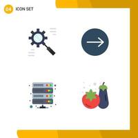 Group of 4 Modern Flat Icons Set for business database effective transfer storage Editable Vector Design Elements