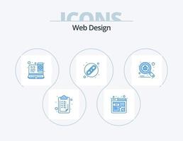 Web Design Blue Icon Pack 5 Icon Design. virus. scan. responsive. bug. link vector